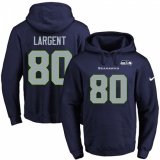 NFL Men's Nike Seattle Seahawks #80 Steve Largent Navy Blue Name & Number Pullover Hoodie