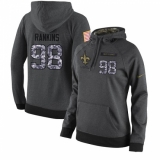 NFL Women's Nike New Orleans Saints #98 Sheldon Rankins Stitched Black Anthracite Salute to Service Player Performance Hoodie