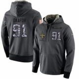 NFL Men's Nike New Orleans Saints #91 Alex Okafor Stitched Black Anthracite Salute to Service Player Performance Hoodie