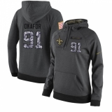 NFL Women's Nike New Orleans Saints #91 Alex Okafor Stitched Black Anthracite Salute to Service Player Performance Hoodie