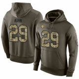 NFL Nike New Orleans Saints #29 John Kuhn Green Salute To Service Men's Pullover Hoodie