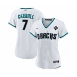 Women's Arizona Diamondbacks #7 Corbin Carroll White 2023 World Series Stitched Baseball Jersey