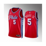 Men's Philadelphia 76ers #5 Marcus Morris Sr Red Statement Edition Stitched Jersey