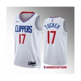 Men's Los Angeles Clippers #17 P.j. Tucker White Association Edition Stitched Jersey