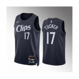 Men's Los Angeles Clippers #17 P.j. Tucker Navy 2023-24 City Edition Stitched Jersey