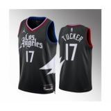 Men's Los Angeles Clippers #17 P.j. Tucker Black Statement Edition Stitched Jersey