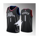 Men's Los Angeles Clippers #1 James Harden Black Statement Edition Stitched Jersey