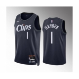 Men's Los Angeles Clippers #1 James Harden Navy 2023-24 City Edition Stitched Jersey