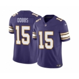 Men's Minnesota Vikings #15 Josh Dobbs Purple 2023 F.U.S.E. Throwback Limited Stitched Jersey
