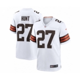 Men's Cleveland Browns #27 Kareem Hunt White Stitched Game Jersey