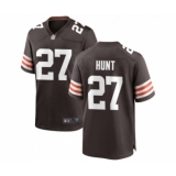 Men's Cleveland Browns #27 Kareem Hunt Brown Stitched Game Jersey