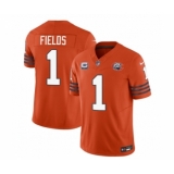 Men's Chicago Bears #1 Justin Fields Orange 2023 F.U.S.E. 1-star C Throwback Limited Football Stitched Game Jersey