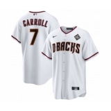 Men's Arizona Diamondbacks #7 Corbin Carroll White 2023 World Series Cool Base Stitched Baseball Jersey