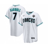 Men's Arizona Diamondbacks #7 Corbin Carroll White 2023 World Series Cool Base Stitched Baseball Jerseys