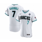 Men's Arizona Diamondbacks #7 Corbin Carroll White 2023 World Series Flex Base Stitched Jersey