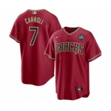 Men's Arizona Diamondbacks #7 Corbin Carroll Red 2023 World Series Cool Base Stitched Baseball Jersey