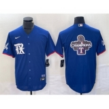 Men's Texas Rangers Royal 2023 World Series Champions Big Logo Cool Base Stitched Baseball Jerseys