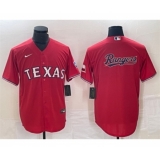 Men's Texas Rangers Red Team Big Logo Cool Base Stitched Baseball Jersey