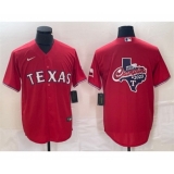 Men's Texas Rangers Red 2023 World Series Champions Big Logo Cool Base Stitched Baseball Jersey