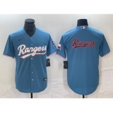 Men's Texas Rangers Blue Team Big Logo Cool Base Stitched Baseball Jersey