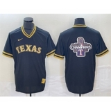 Men's Texas Rangers Black 2023 World Series Champions Big Logo Cool Base Stitched Baseball Jersey