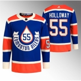 Men's Edmonton Oilers #55 Dylan Holloway 2023 Royal Heritage Classic Primegreen Stitched Jersey