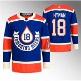 Men's Edmonton Oilers #18 Zach Hyman 2023 Royal Heritage Classic Primegreen Stitched Jersey
