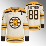 Men's Boston Bruins #88 David Pastrnak Cream With Rapid7 100th Anniversary Stitched Jersey