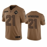 Men's Seattle Seahawks #21 Devon Witherspoon 2023 Brown Salute To Service Limited Football Stitched Jersey