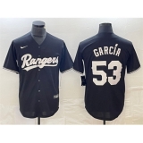 Men's Texas Rangers #53 Adolis García Black Cool Base Stitched Baseball Jersey