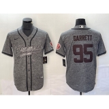 Men's Cleveland Browns #95 Myles Garrett Gray Cool Base Stitched Baseball Jersey