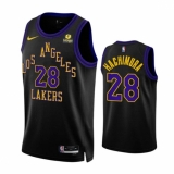 Men's Los Angeles Lakers #28 Rui Hachimura Black 2023-24 City Edition Stitched Basketball Jersey