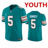 Youth Miami Dolphins #5 Jalen Ramsey Aqua 2023 F.U.S.E Vapor Limited Stitched Football Jersey