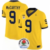 Men's Michigan Wolverines #9 J.J. McCarthy 2023 F.U.S.E. Yellow Rose Bowl Stitched Jersey