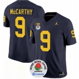 Men's Michigan Wolverines #9 J.J. McCarthy 2023 F.U.S.E. Navy Blue Rose Bowl Stitched Jersey