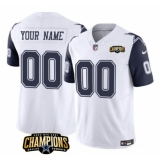 Men's Dallas Cowboys Active Player Custom White Navy 2023 F.U.S.E. NFC East Champions Patch Football Stitched Jersey