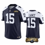 Men's Dallas Cowboys #15 Trey Lance Navy White 2023 F.U.S.E. NFC East Champions Football Stitched Jersey