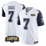 Men's Dallas Cowboys #7 Trevon Diggs White Navy 2023 F.U.S.E. NFC East Champions Football Stitched Jersey