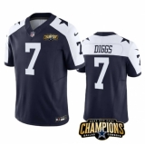Men's Dallas Cowboys #7 Trevon Diggs Navy White 2023 F.U.S.E. NFC East Champions Football Stitched Jersey