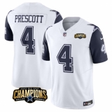 Men's Dallas Cowboys #4 Dak Prescott White Navy 2023 F.U.S.E. NFC East Champions Football Stitched Jersey