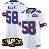 Men's Buffalo Bills #58 Matt Milano White 2023 F.U.S.E. AFC East Champions Football Stitched Jersey