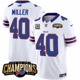 Men's Buffalo Bills #40 Von Miller White 2023 F.U.S.E. AFC East Champions With 4-star C Football Stitched Jersey