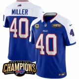 Men's Buffalo Bills #40 Von Miller Blue White 2023 F.U.S.E. AFC East Champions With 4-star C Football Stitched Jersey