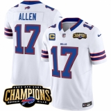 Men's Buffalo Bills #17 Josh Allen White 2023 F.U.S.E. AFC East Champions With 4-star C Football Stitched Jersey