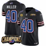 Men's Buffalo Bills #40 Von Miller Black 2023 F.U.S.E. AFC East Champions With 4-star C Football Stitched Jersey
