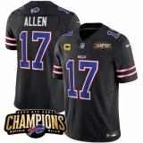 Men's Buffalo Bills #17 Josh Allen Black 2023 F.U.S.E. AFC East Champions With 4-star C Football Stitched Jersey