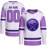 Men's Buffalo Sabres Custom Purple White Cancer Blue Stitched Jersey