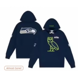 Men's Seattle Seahawks OVO x NFL College Navy OG Owl Pullover Hoodie