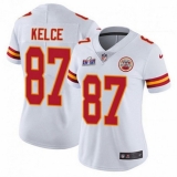 Women's Kansas City Chiefs #87 Travis Kelce White 2023 F U S E Vapor Untouchable Limited Stitched 2024 Super Bowl LVIII Jersey