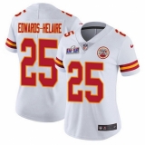 Women's Kansas City Chiefs #25 Clyde Edwards Helaire White 2023 F U S E Vapor Untouchable Limited Stitched 2024 Super Bowl LVIII Jersey